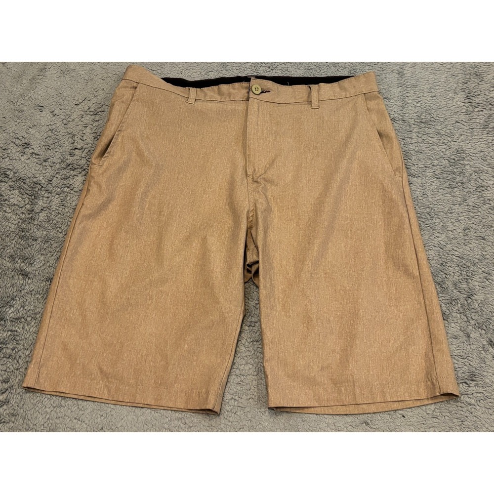 Ron Jon Surf Shop Shorts Men's 32 (34) Tan Khaki Flat Front Lightweight Golf